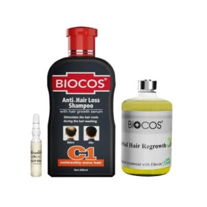 Biocos Complete Hair Loss & Regrowth Solution | Herbal Hair Regrowth Oil Anti|Hair Loss Shampoo & Hair Regrowth Serum – Strengthen Nourish And Stimulate Hair Growth For Healthier Hair