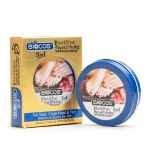Biocos Hand & Feet Scrub With Vitamin E Olive Oil & Jojoba Oil – Deeply Hydrates Removes Dry Skin Treats Cracked Heels Exfoliates & Moisturizes For Smooth Healthy Hands & Feet (50gm)