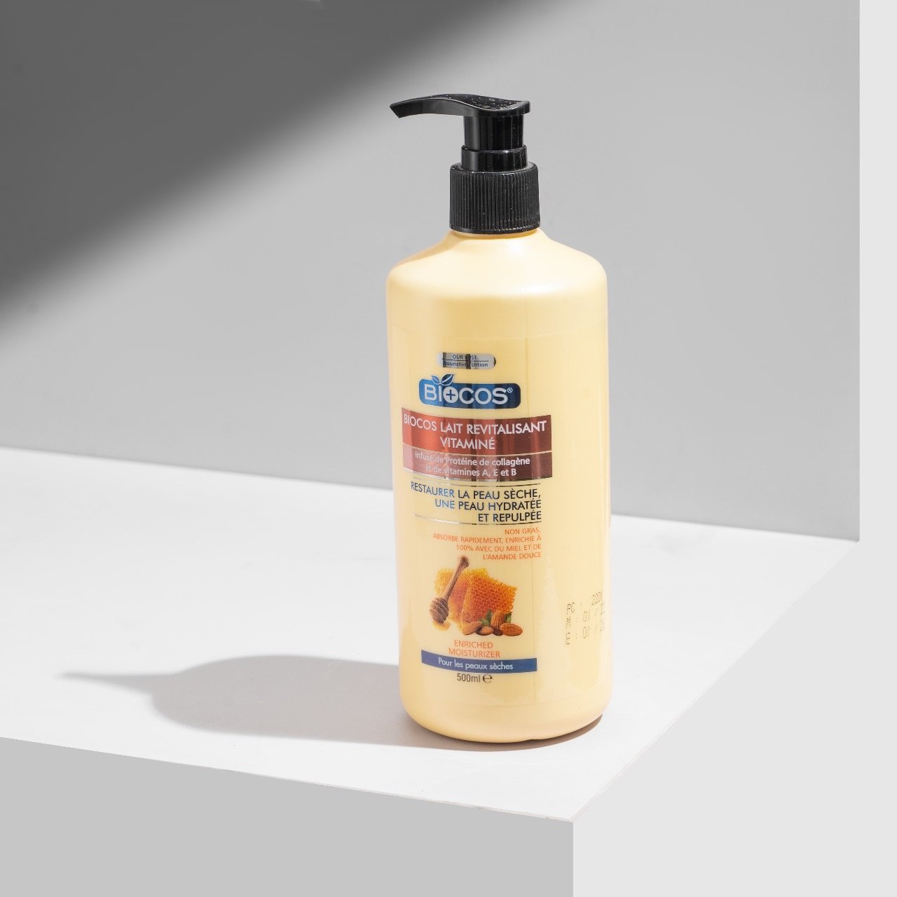Biocos Hydrating Body Lotion (500ml) With Honey Vitamin E & Sunflower Oil | Moisturizing Cream For Dry Skin Reduces Fine Lines Non Allergenic Paraben Free