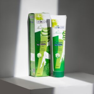 Biocos Aloe Vera Hair Removal Cream With Vitamin E | Gentle & Soothing Quick Acting Formula Hydrating & Refreshing (120ml)