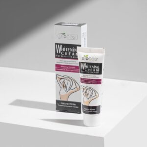 Biocos Whitening Cream For Sensitive Areas | Brightening & Hydrating Formula With Collagen Glycerin | Fades Dark Spots Evens Skin Tone & Nourishes Delicate Skin (40gm)